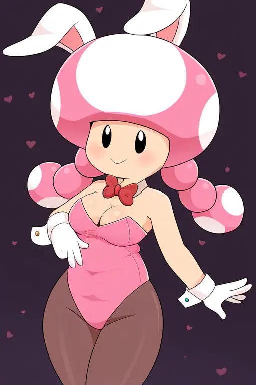 Image ai_generated,aged_up,mario_(series),bunnysuit,playboy_bunny,toadette