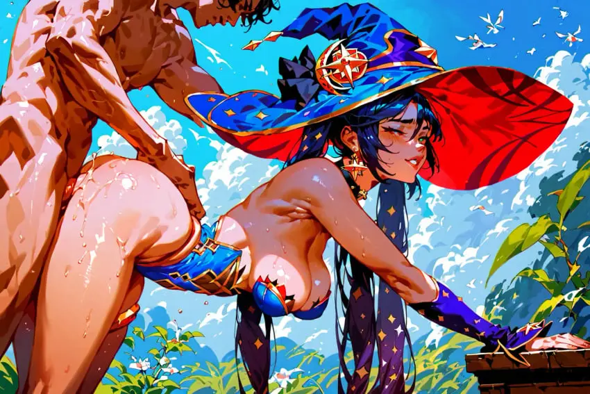 Image 1girls,big_breasts,blush,breasts,female,1boy,male,muscular,muscular_male,ai_generated,anal_sex,round_ass,genshin_impact,aether_(genshin_impact),mona_(genshin_impact),alternate_hairstyle,anal_insertion,alternate_body_type,teardrop_breasts