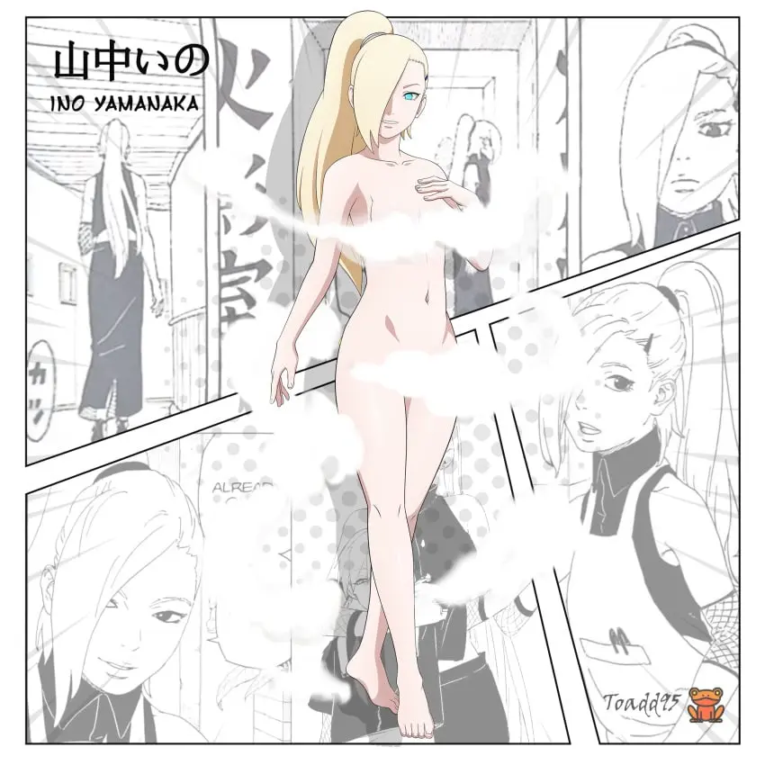 Image 1girls,breasts,female,female_only,hair_ornament,highres,human,long_hair,looking_at_viewer,smile,solo,absurdres,blue_eyes,nude,convenient_censoring,thighs,barefoot,hair_over_one_eye,milf,cleavage,collarbone,nude_female,blonde_hair,completely_nude,legs,medium_breasts,hairclip,accurate_art_style,pinup,mature_female,completely_nude_female,mature,naruto,naruto_(series),boruto:_naruto_next_generations,fully_clothed,panels,censored_nipples,manga_page,manga_style,hand_on_own_breast,ino_yamanaka,toadd95