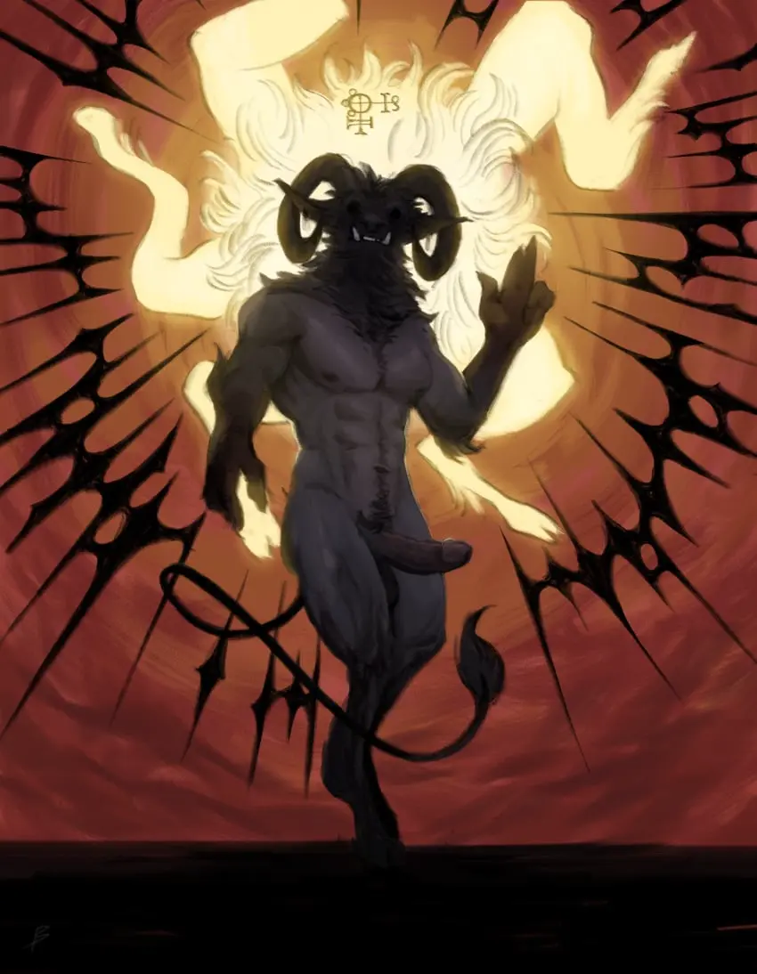 Image 2023,hi_res,nipples,solo,standing,1boy,male,penis,erection,muscular,muscular_male,male_only,digital_drawing_(artwork),digital_media_(artwork),balls,anthro,mythology,public_domain,demon,absurd_res,european_mythology,genitals,mammal,muscular_anthro,pecs,horn,male_focus,abs,humanoid_genitalia,bovid,creepy,caprine,goat,sun,caprine_demon,goat_demon,literature,demonic,wowsibart,ars_goetia