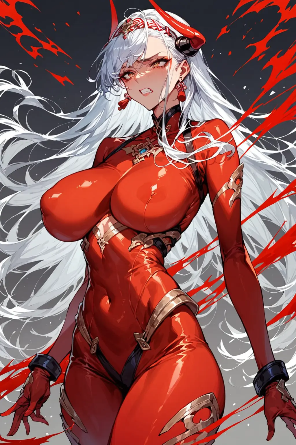 Image big_breasts,breasts,female,large_breasts,pussy,ai_generated,round_ass,original_character,bodysuit,teardrop_breasts