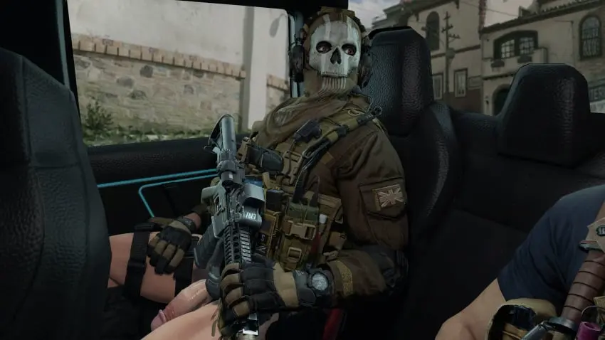 Image brown_eyes,human,male,penis,2boys,male_only,pale_skin,3d,flaccid,flaccid_penis,3d_(artwork),bottomless,3d_model,military_uniform,weapon,activision,bottomless_male,casual,military,gun,inside_car,offscreen_character,offscreen_male,masked_male,masked,backseat,call_of_duty,rifle,no_visible_face,indoor_nudity,call_of_duty_modern_warfare_2_(2022),ghost_(modern_warfare_2),simon_riley,firearm,in_car,john_mactavish,soap_(modern_warfare_2),nonsexual,tactical_gear,fu2e7,johnny_mactavish