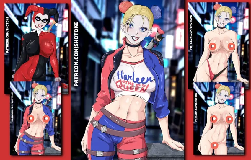 Image big_breasts,breasts,female,female_only,female_focus,thick_thighs,big_belly,blonde_hair,censored,thick_legs,blonde_female,harley_quinn,harley_quinn_(suicide_squad_game),harley_quinn_(classic),shotdke