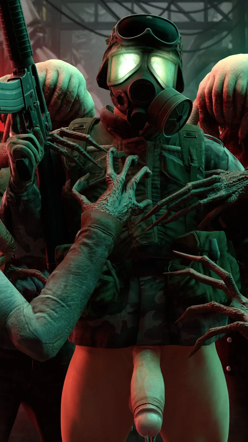 Image male,penis,erection,male/male,male_only,monster,3d,3d_(artwork),bottomless,erect_penis,3d_model,shaved_crotch,male_focus,non-human,creepy,bottomless_male,gas_mask,zombie,holding_gun,horror_(theme),science_fiction,masked_male,masked,half-life_(series),no_visible_face,valve,horror,valve_(company),half-life,extraterrestrial,fu2e7,adrian_shephard,gas_mask_face,hands_on_body,headcrab,headcrab_zombie
