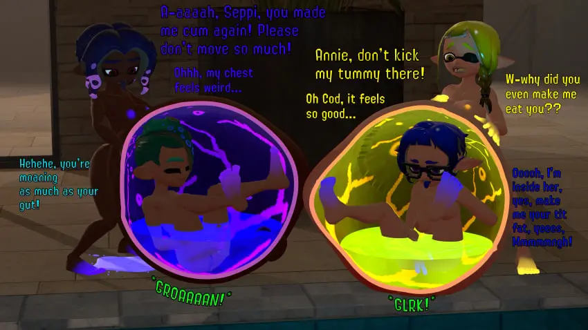 Image breasts,female,light_skin,male,navel,humanoid,dark_skin,femboy,belly,big_belly,outie_navel,anthro,animal_humanoid,pointy_ears,nintendo,self_upload,tentacle,splatoon,splatoon_(series),splatoon_3,tentacle_hair,moaning,glowing,x-ray,octoling,male_breasts,inkling,inkling_girl,octoling_boy,internal,vore,mask_(marking),stomach_noises,pseudo_hair,cephalopod,cephalopod_humanoid,squid,stomach_deformation,willing_prey,stomach_acid,multiple_preds,anemoneno1_(splatoon),hiro_(splatoon),veronika_(splatoon),agent_3_(splatoon_3),new_agent_3_(splatoon),evilbungus