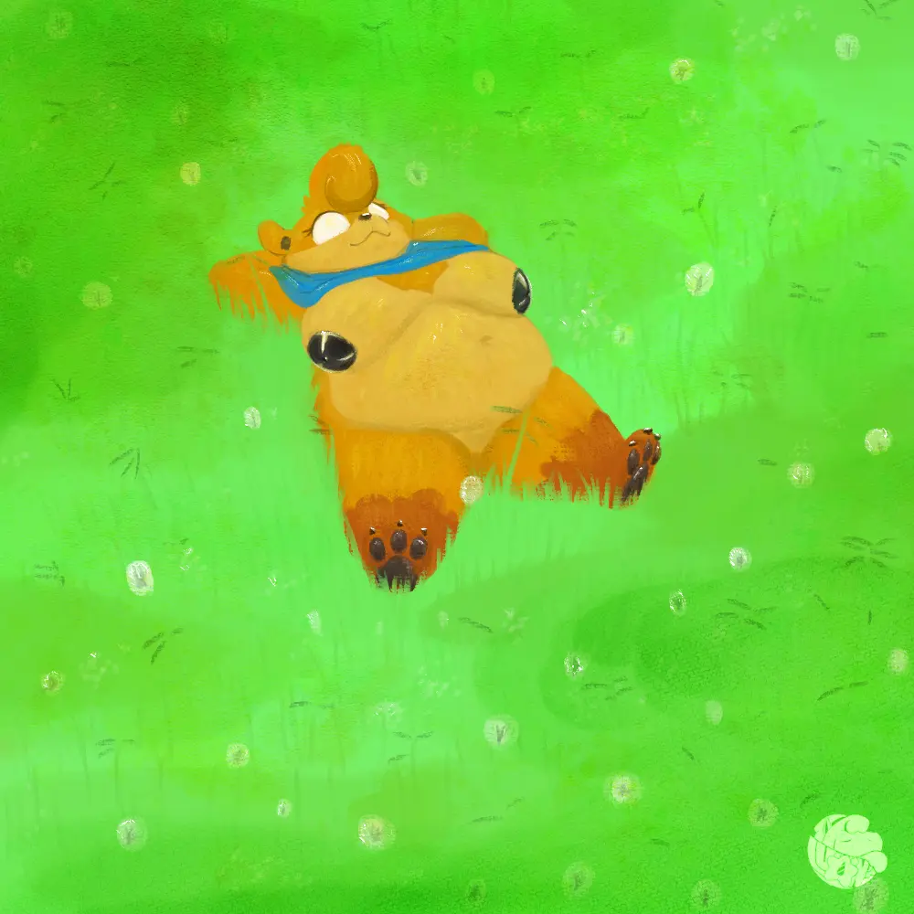 Image breasts,female,solo_focus,canid,canine,canis,domestic_dog,mammal,paws,flower,plant,overweight,overweight_female,mostly_nude,pawpads,grass_field,mostly_nude_female,dandelion,loggy(logtut),logtut