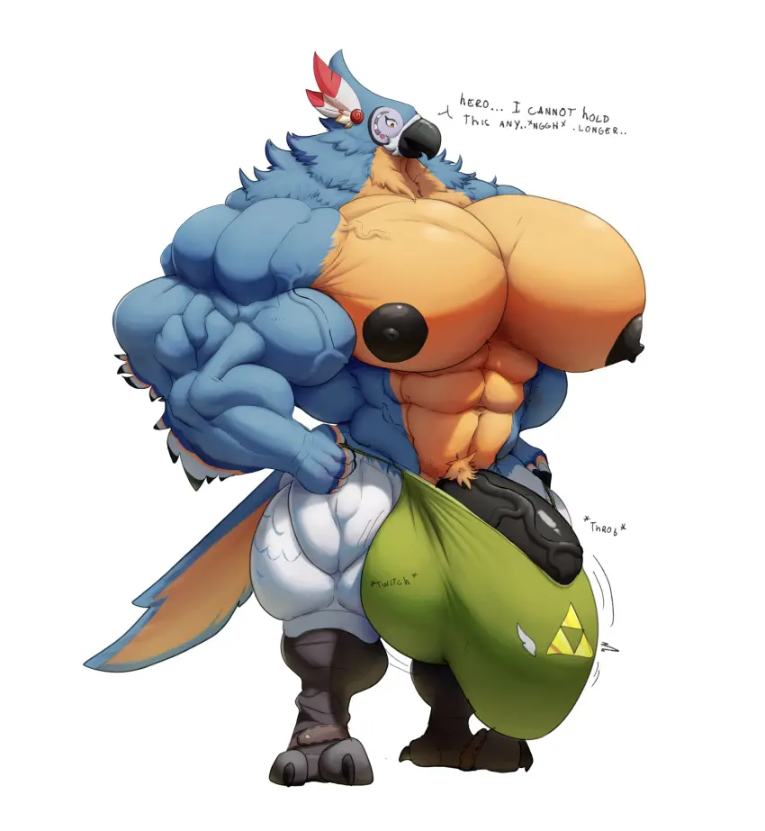 Image hi_res,solo,male,penis,muscular,male_only,nintendo,bulge,genitals,pecs,male_focus,abs,avian,breath_of_the_wild,the_legend_of_zelda,big_bulge,huge_bulge,big_pecs,kass_(tloz),rito,huge_pecs,croconut,neonavis