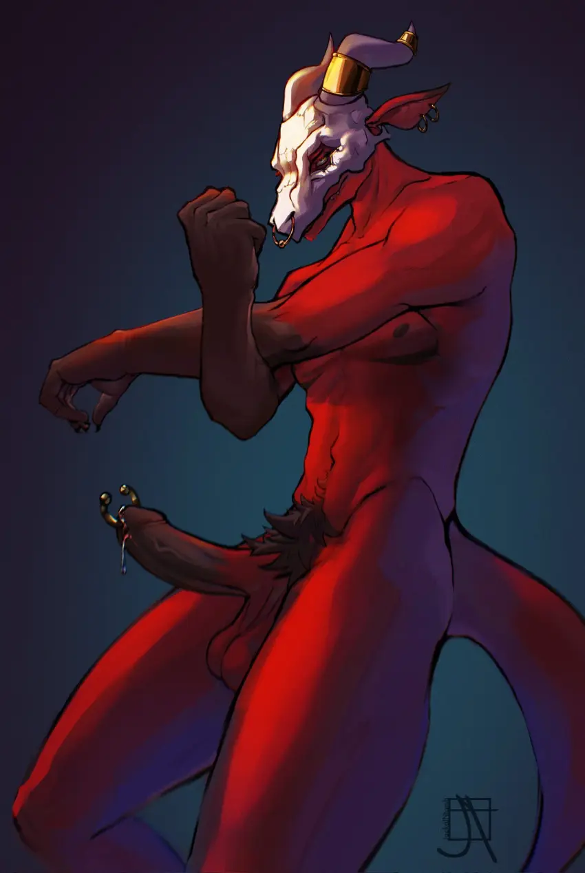 Image hi_res,nipples,solo,standing,male,penis,tail,erection,male_only,digital_drawing_(artwork),digital_media_(artwork),balls,anthro,veiny_penis,piercing,genital_fluids,bodily_fluids,genitals,precum,horn,biped,male_focus,vein,glans,pubes,skull,red_body,bone,saggy_balls,genital_piercing,ring_piercing,male_anthro,penis_piercing,nose_piercing,nose_ring,facial_piercing,skull_head,circumcised,prince_albert_piercing,jackalntomb