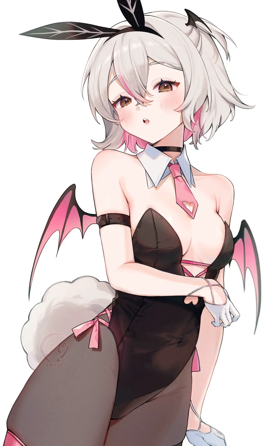 Image breasts,female,grey_hair,small_breasts,virtual_youtuber,bunny_ears,bunny_girl,bunny_tail,bunnysuit,vyugen,bunnerdette,devil_wings,yenkoes