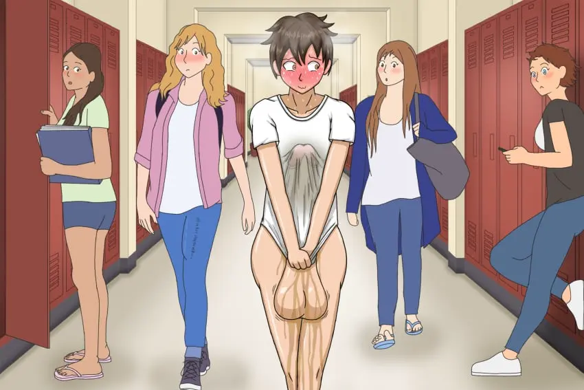 Image blush,female,1boy,male,penis,embarrassed,femboy,huge_cock,public,bottomless,embarrassed_nude_femboy,hung_femboy,school,penis_awe,blushing,peeing,4girls,being_watched,public_nudity,peeing_self,urine,public_exposure,hung_trap,desperation,public_humiliation,unwanted_erection,papergami