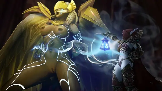 Image female,2girls,warcraft,world_of_warcraft,3d,restrained,blizzard_entertainment,blue_skin,arms_behind_back,undead,forsaken,sylvanas_windrunner,undead_(warcraft),eyir,val'kyr,zombiequalia