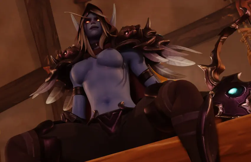 Image 1girls,breasts,female,solo,warcraft,world_of_warcraft,3d,blizzard_entertainment,blue_skin,undead,forsaken,sylvanas_windrunner,undead_(warcraft),dubiousbutter