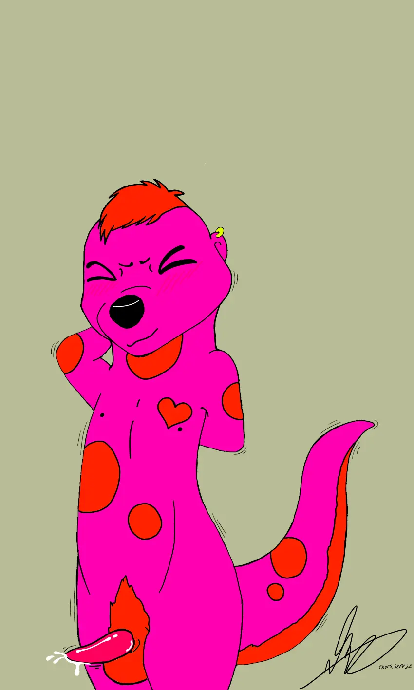 Image hi_res,solo,cum,male,penis,femboy,male/male,anthro,piercing,ejaculation,genital_fluids,bodily_fluids,genitals,mammal,ear_piercing,mustelid,otter,markings,plant,pink_body,stretching,spots,spotted_markings,food,tapering_penis,fruit,raspberry,jonytheyiff
