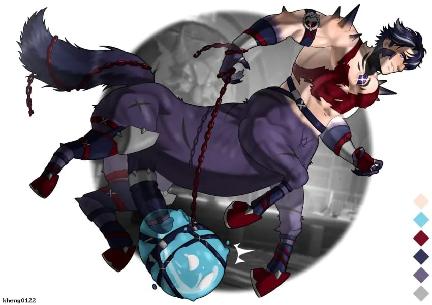 Image solo,male,furry,muscular,muscular_male,male_only,yaoi,monster,genshin_impact,bara,game,slime,solo_male,muscles,wriothesley_(genshin_impact),taur,centaur,kheng0122