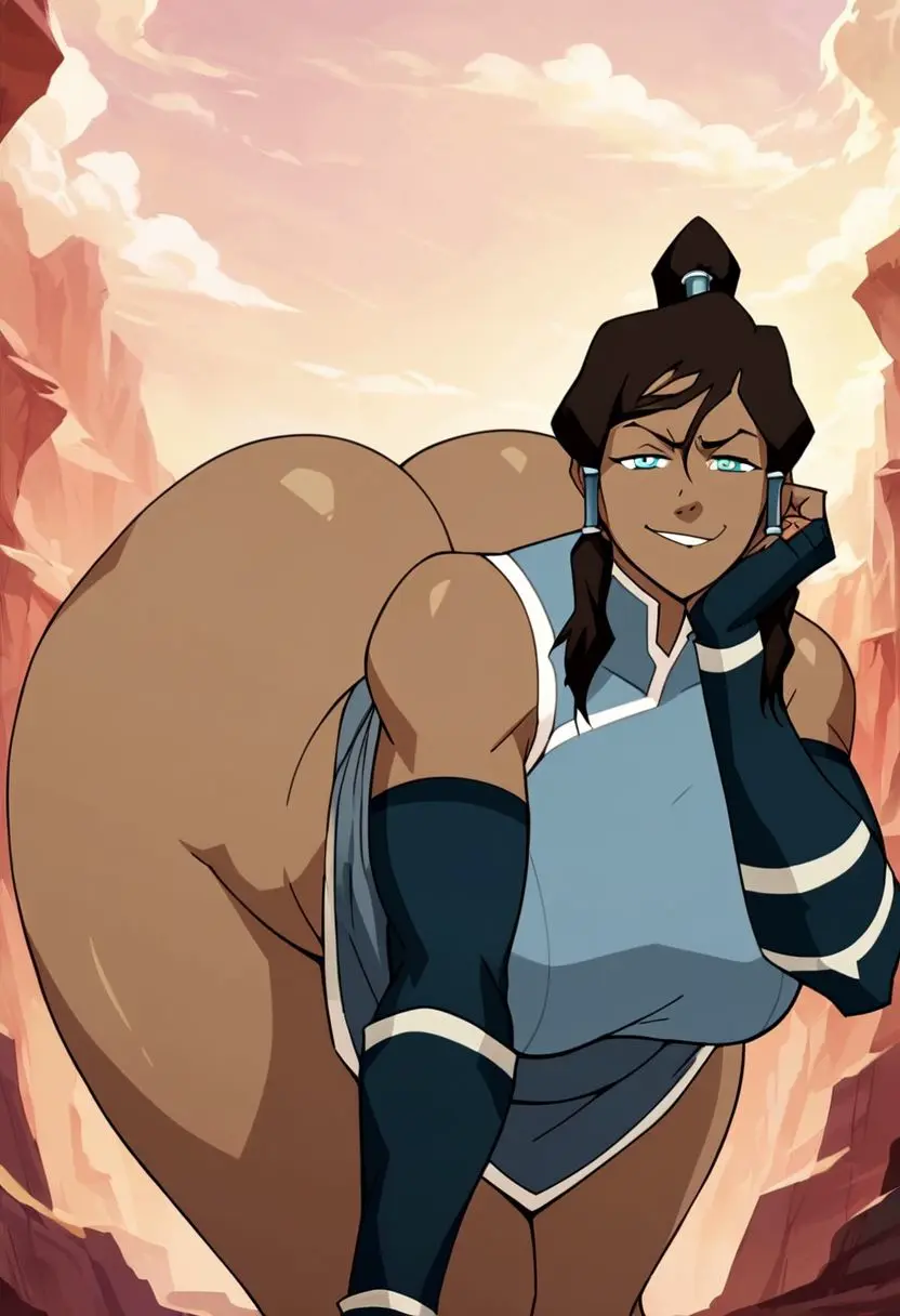 Image 1girls,clothed,female,looking_at_viewer,big_ass,big_butt,thighs,ai_generated,bent_over,avatar_legends,water_tribe,smug_face,korra,the_avatar,the_legend_of_korra,fiveai_(artist)
