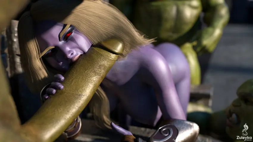 Image 1girls,female,male,oral,penis,sex,fellatio,2boys,huge_cock,green_skin,warcraft,world_of_warcraft,3d,blowjob,handjob,oral_sex,blizzard_entertainment,orc,orc_male,blue_skin,undead,forsaken,sylvanas_windrunner,undead_(warcraft),zuleyka