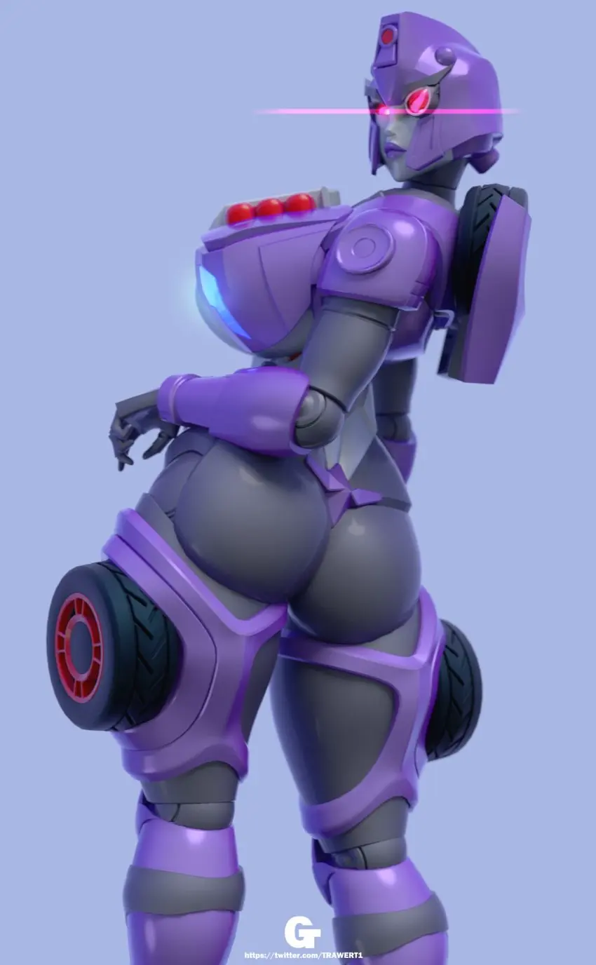Image big_breasts,breasts,female,solo,looking_back,thick_thighs,3d,purple_body,presenting_hindquarters,robot_girl,transformers,cybertronian,decepticon,trawert,transformers_cyberverse,shadow_striker,transformers_legacy
