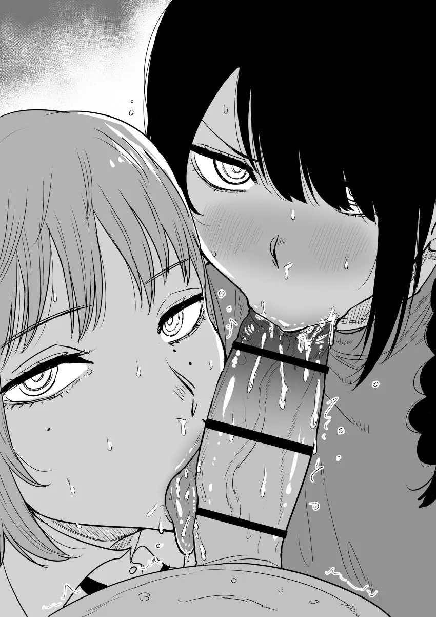 Image blush,collared_shirt,female,highres,long_hair,looking_at_viewer,open_mouth,shirt,simple_background,wing_collar,1boy,2girls,absurdres,licking,licking_penis,male,multiple_girls,oral,penis,short_hair,straight,sweat,tongue_out,tongue,erection,fellatio,hair_over_one_eye,lips,mole,censored,saliva,braid,pov,expressionless,mole_under_eye,monochrome,upper_body,sisters,bar_censor,teamwork,grey_background,siblings,swept_bangs,chainsaw_man,:>=,greyscale,portrait,braided_ponytail,ringed_eyes,collaborative_fellatio,death_devil,nayuta_(chainsaw_man),kaiman_garupan,cooperative_fellatio,curved_to_the_right_penis