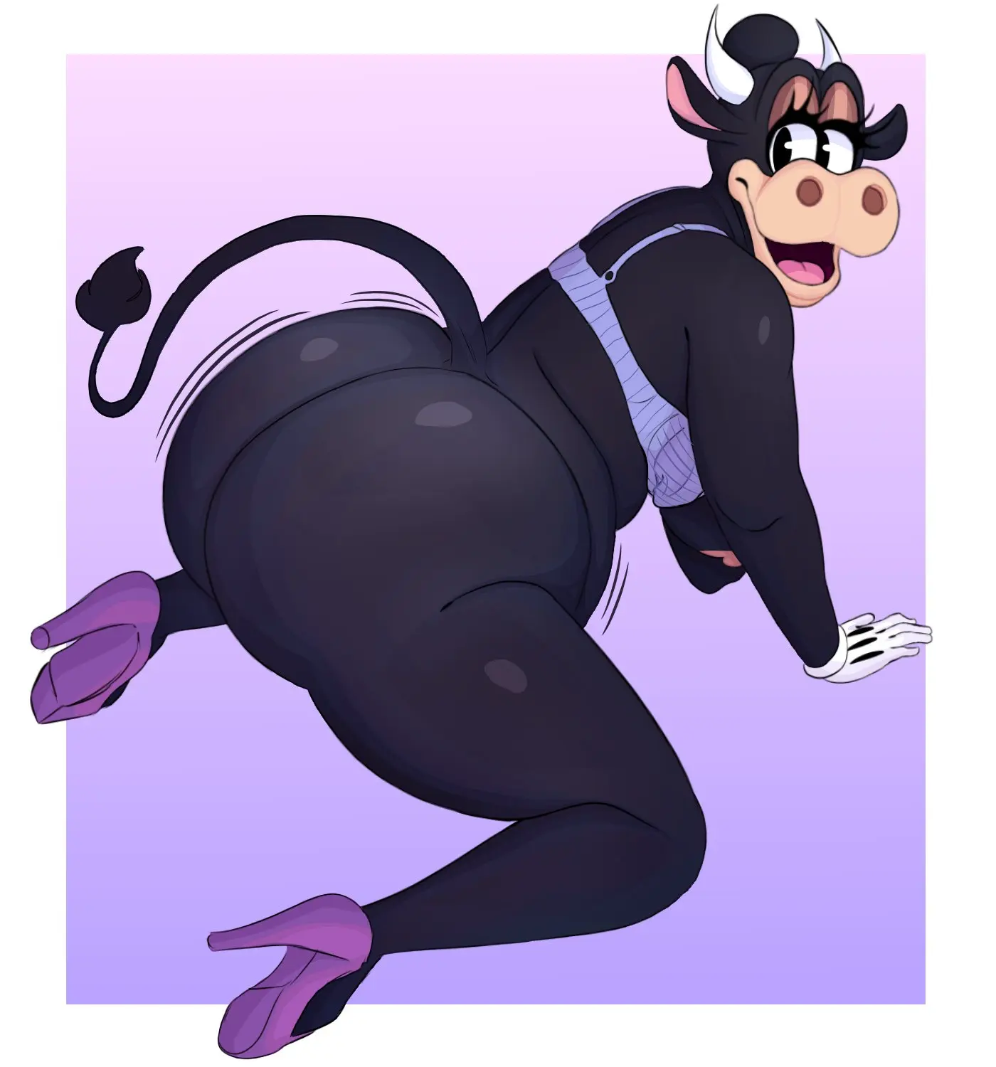 Image female,furry,ass,disney,anthro,high_heels,anthro_only,twerking,clarabelle_cow,boolishclara