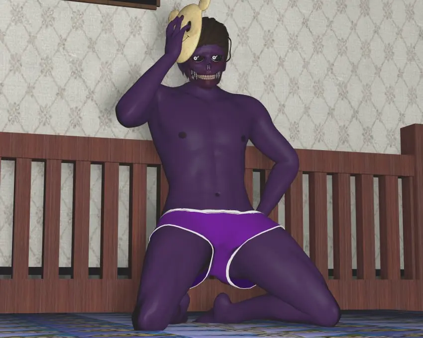 Image solo,male,male_only,purple_skin,gay,bed,3d,bedroom,purple_body,source_filmmaker,five_nights_at_freddy's,boxers_(clothing),michael_afton,yuuki_momofox,freddy_fazbear's_pizzeria_simulator,purple_boxer_briefs,bear_mask