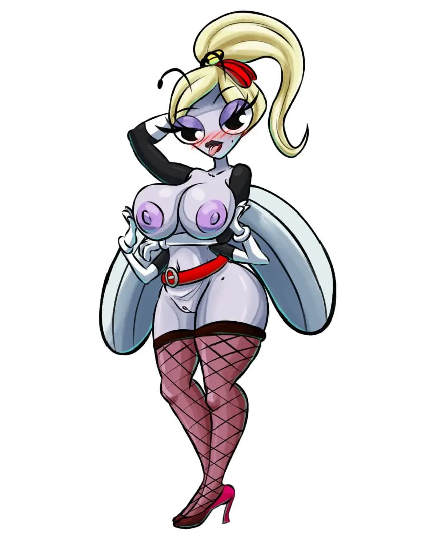 Image 1girls,big_breasts,blush,breasts,female,female_only,white_background,disney,anthro,nude_female,blonde_hair,hand_under_breasts,alternate_version_available,disney_channel,high_heels,black_eyes,fishnets,anthro_only,hand_behind_head,multi_arm,multi_limb,antennae_(anatomy),white_armwear,hands_on_breasts,4_arms,insect_girl,the_buzz_on_maggie,insect_wings,sticking_tongue_out,maikyoh,dawn_swatworthy
