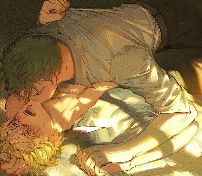 Image blush,open_mouth,open_shirt,male,sweat,on_back,one_piece,2boys,male_only,yaoi,blonde_hair,gay,hair_grab,green_hair,sleeves_rolled_up,holding_hands,kissing,window,fully_clothed,vinsmoke_sanji,formal_wear,suit,roronoa_zoro,kissing_neck,formal,nori31291404