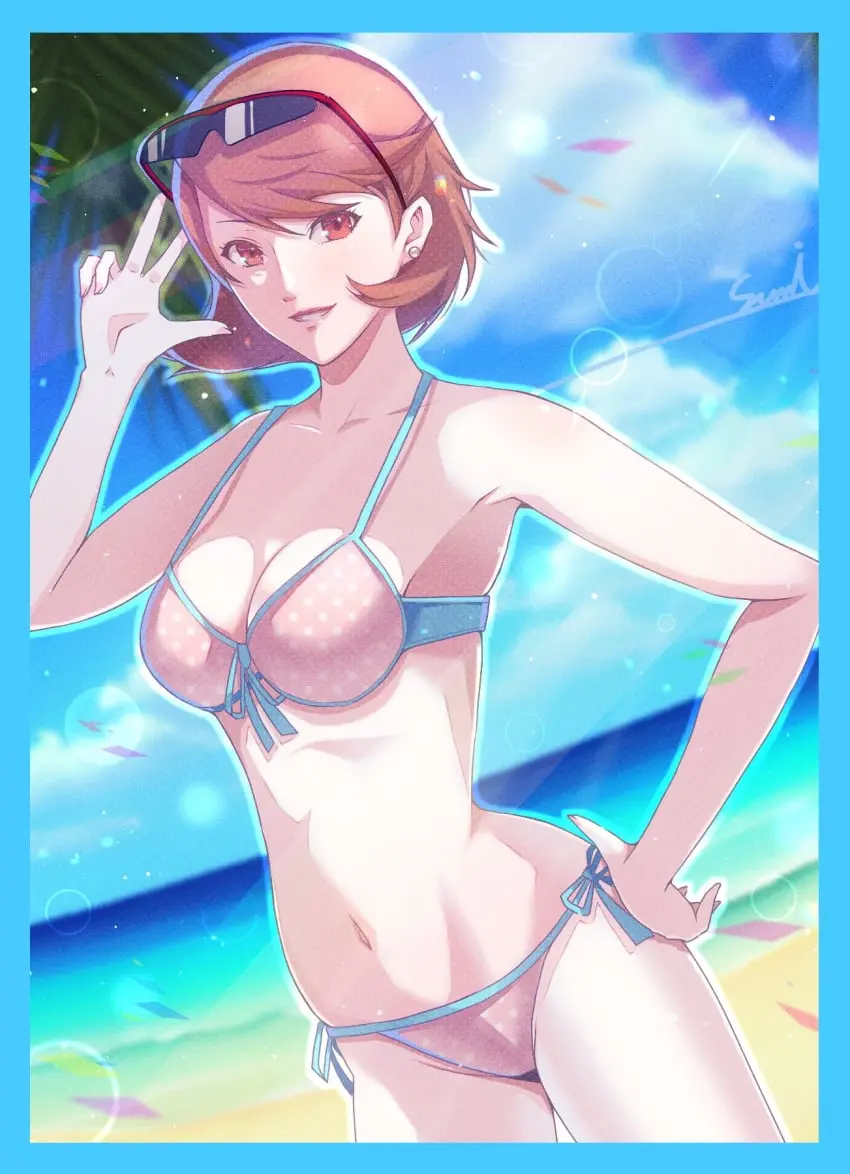 Image breasts,female,female_only,solo,short_hair,tagme,swimsuit,atlus,persona,persona_3,yukari_takeba,corner50777313