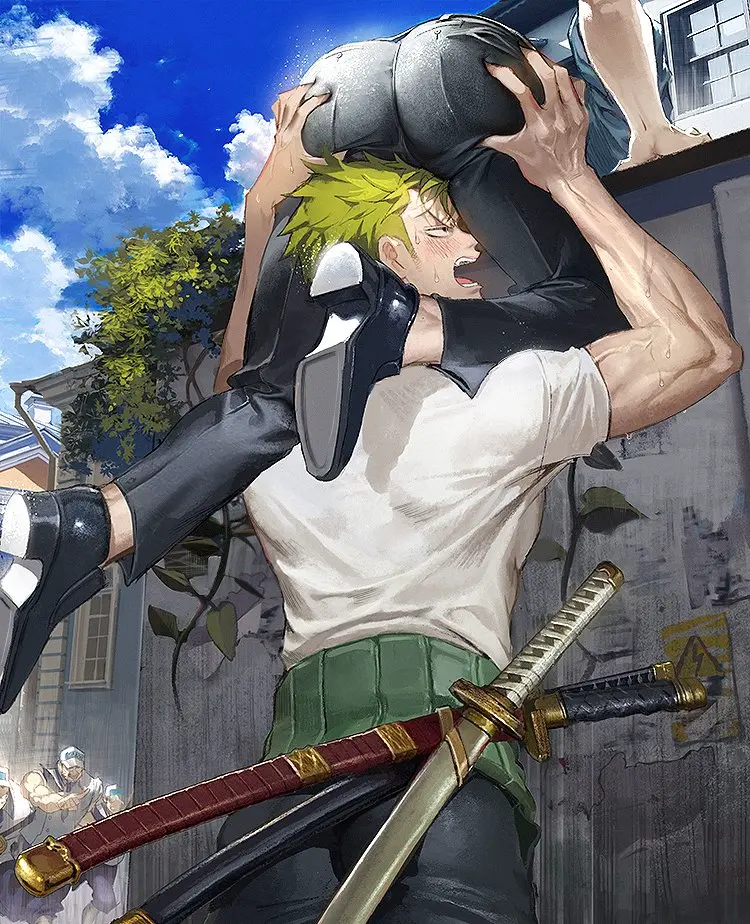 Image male,sweat,ass,big_ass,bubble_butt,one_piece,2boys,male_only,yaoi,gay,green_hair,ass_grab,angry,fully_clothed,muscles,hands_on_ass,vinsmoke_sanji,suit,ass_on_face,veiny_muscles,business_suit,roronoa_zoro,pre-timeskip,marine_(one_piece),nori31291404