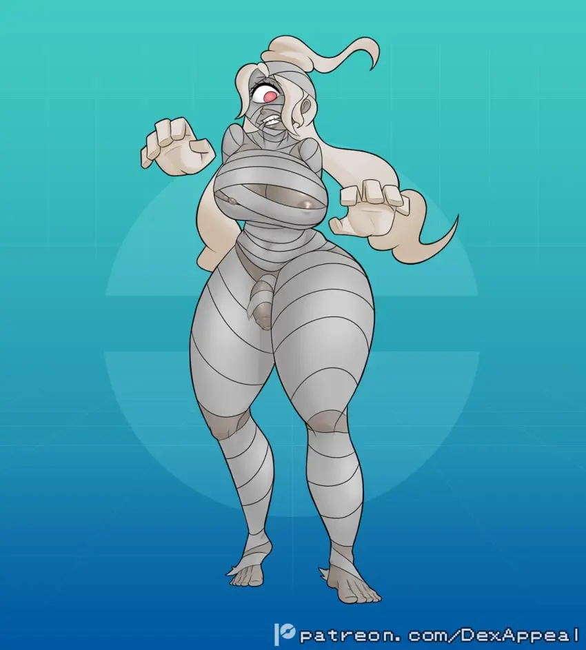 Image big_breasts,breasts,clothed,clothing,hi_res,mostly_clothed,nipples,red_eyes,simple_background,solo,standing,penis,pokemon,pokemon_(species),thick_thighs,1futa,barefoot,futanari,humanoid,humanoid_penis,intersex,areolae,feet,teeth,hair,huge_breasts,blonde_hair,monster_girl,futa_only,clenched_teeth,ghost,nintendo,restrained,flaccid,genitals,grey_body,foreskin,uncircumcised,skimpy,pokemorph,humanoid_genitalia,toes,bound,restraints,cyclops,spirit,generation_3_pokemon,grey_skin,disembodied_hand,arms_tied,undead,peeking_nipple,floating_hands,mummy,wrapped_up,mummy_wrappings,dex_appeal,dusclops