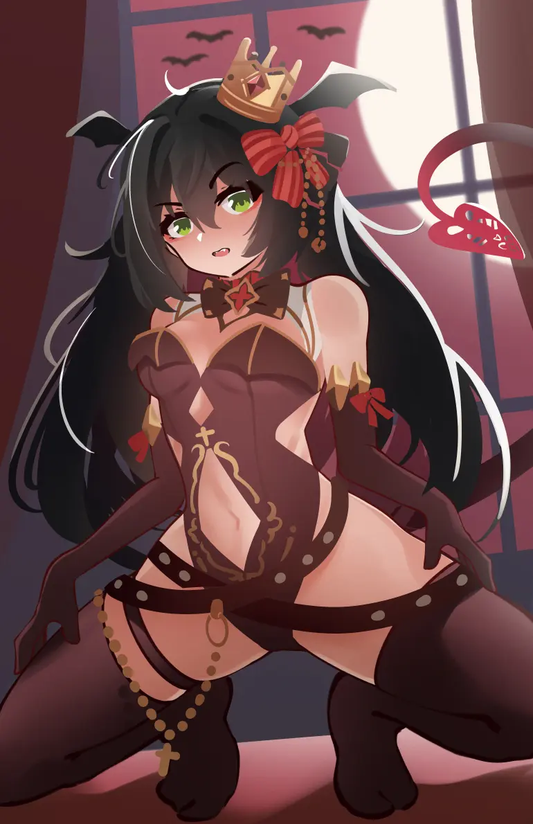 Image tail,virtual_youtuber,green_eyes,dark_hair,cute,squatting,indie_virtual_youtuber,head_wings,layna_lazar,reeceyd3