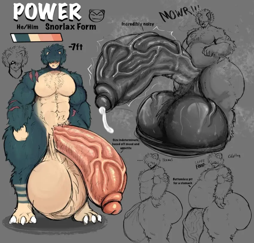 Image male,penis,pokemon_(species),male_only,belly,huge_cock,veiny_penis,artist_request,character_sheet,snorlax