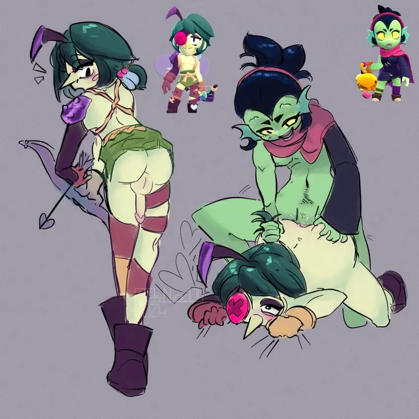 Image breasts,clothed,clothing,female,1boy,black_hair,male,nude,penis,sex,thighs,1futa,erection,futanari,humanoid,humanoid_penis,intersex,ponytail,anal,balls,wings,pointy_nose,green_skin,green_hair,bent_over,eyeshadow,submissive_male,all_fours,futa_on_male,futadom,brawl_stars,thigh_strap,boots,femdom,shoes,male_penetrated,twink,mostly_nude,bow_(weapon),half_naked,loincloth,antennae,shoulder_armor,arrow_(projectile),willow_(brawl_stars),archer,angelo_(brawl_stars),oobs4breakfast