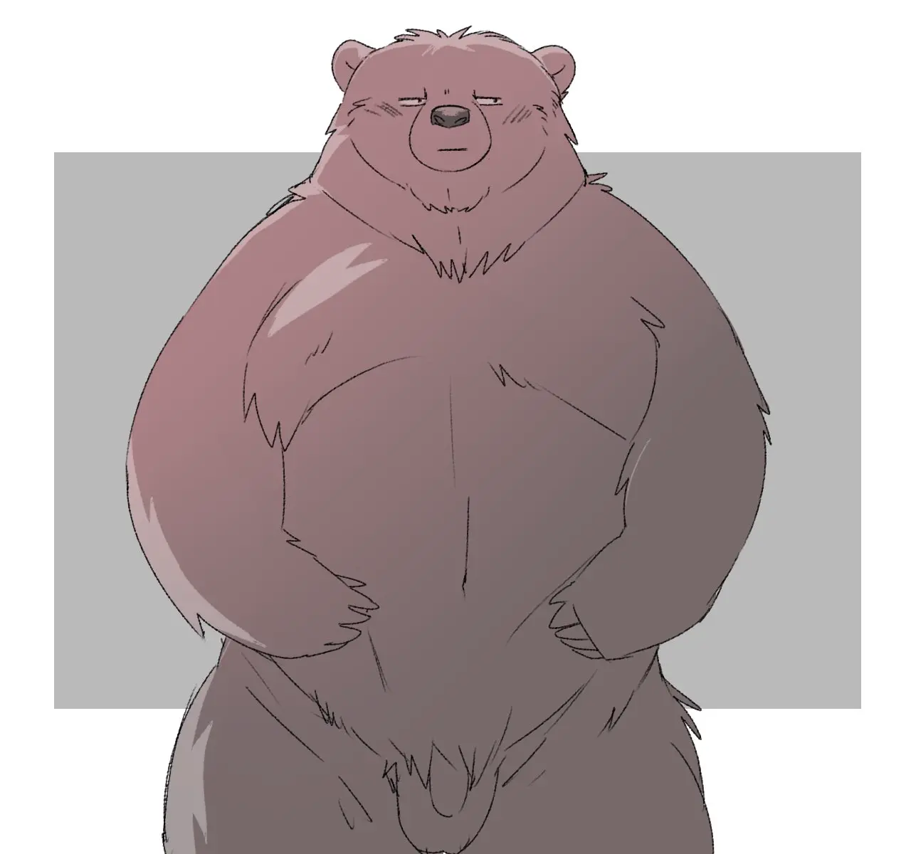 Image blush,hi_res,simple_background,solo,male,penis,male_only,balls,anthro,flaccid,slightly_chubby,genitals,mammal,2024,biped,bear,moobs,kemono,inunoshippo