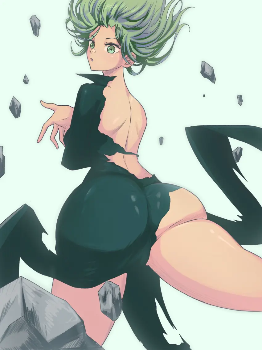 Image 1girls,breasts,clothed,clothing,female,female_only,hi_res,light-skinned_female,light_skin,looking_at_viewer,solo,short_hair,ass,big_ass,big_butt,female_focus,small_breasts,thick_thighs,bare_thighs,color,solo_female,tagme,green_eyes,back,green_hair,ass_focus,back_view,one-punch_man,tatsumaki,bare_legs,ripped_clothing,opalisart