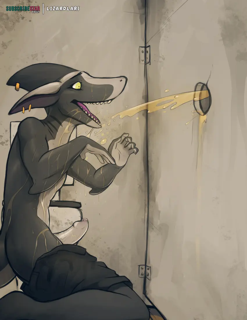 Image clothed,clothing,hi_res,open_mouth,pants,solo,1boy,male,penis,yellow_eyes,erection,humanoid_penis,kneeling,male_only,digital_media_(artwork),anthro,pants_down,piercing,absurd_res,genital_fluids,bodily_fluids,genitals,multicolored_body,two_tone_body,black_body,ear_piercing,foreskin,uncircumcised,partially_clothed,2024,biped,fin,fish,marine,shark,white_body,humanoid_genitalia,gills,bottomwear,bottomwear_down,white_penis,peeing,countershade_torso,countershading,head_fin,urine,urine_on_face,watersports,urine_stream,urine_in_mouth,glory_hole,lizardlars,urine_on_chest,urine_on_arm,elbow_fin,urine_on_penis,lance_(kloogshicer)
