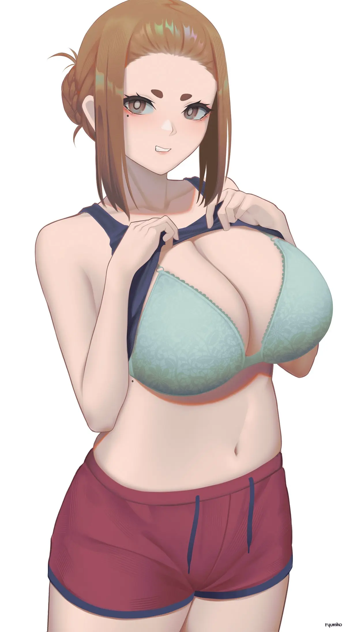 Image 1girls,big_breasts,breasts,female,large_breasts,bra,voluptuous,cleavage,huge_breasts,mole,artist_request,busty,curvy,curvy_body,curvy_female,curvy_figure,brown_hair,mole_under_eye,curvaceous,short_eyebrows,kaii_to_otome_to_kamikakushi,small_eyebrows,sumireko_ogawa,ryumikooo