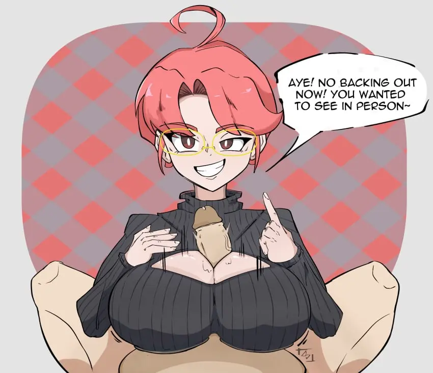 Image 1girls,big_breasts,breasts,clothing,female,light-skinned_female,light_skin,1boy,male,penis,short_hair,milf,virtual_youtuber,cleavage,teeth,eyewear,glasses,huge_breasts,pink_hair,light-skinned_male,text,paizuri,cleavage_cutout,hololive,holomilfs,mature_female,penis_between_breasts,unseen_male_face,ahoge,pov,male_pov,english_text,speech_bubble,sweater,paizuri_under_clothes,hololive_indonesia,mama_lillie,sodapop