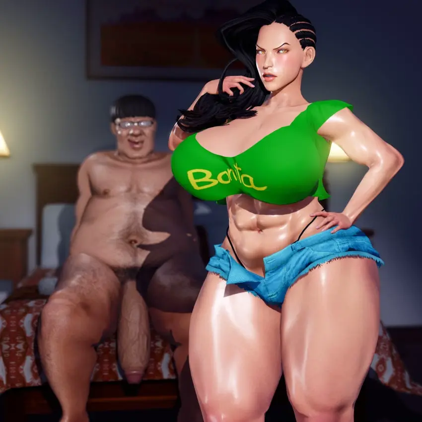 Image female,male,muscular,tagme,3d,muscular_female,street_fighter,brazilian,venus_body,ugly_bastard,anonymous_male,brazilian_female,laura_matsuda,hex3d