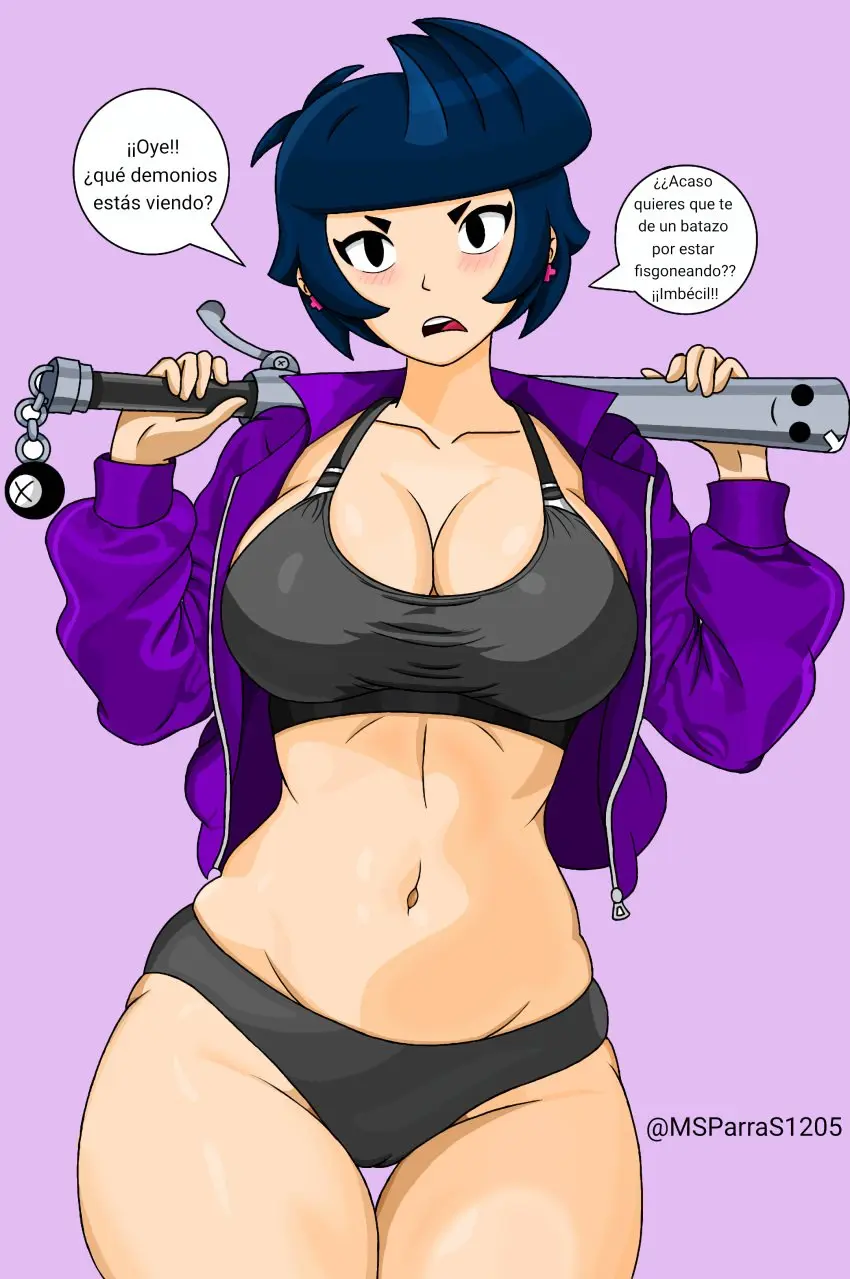 Image 1girls, big_breasts, breasts, female, short_hair, panties, underwear, white_skin, wide_hips, tagme, brawl_stars, bibi_(brawl_stars), supercell, support, msparras1205, semi_naked