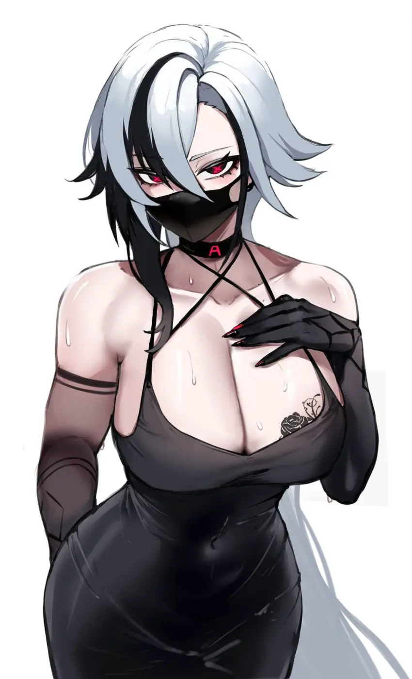Image 1girls,big_breasts,breasts,clothed,female,female_only,large_breasts,red_eyes,white_background,white_hair,black_hair,cleavage,tattoo,huge_breasts,busty,genshin_impact,collar,revealing_clothes,sweating,mihoyo,mask,hoyoverse,arlecchino_(genshin_impact),masked_female,masked,tattoo_on_chest,masoq095,fatui,fatui_harbinger,tattoed_girl,tattoed_breast