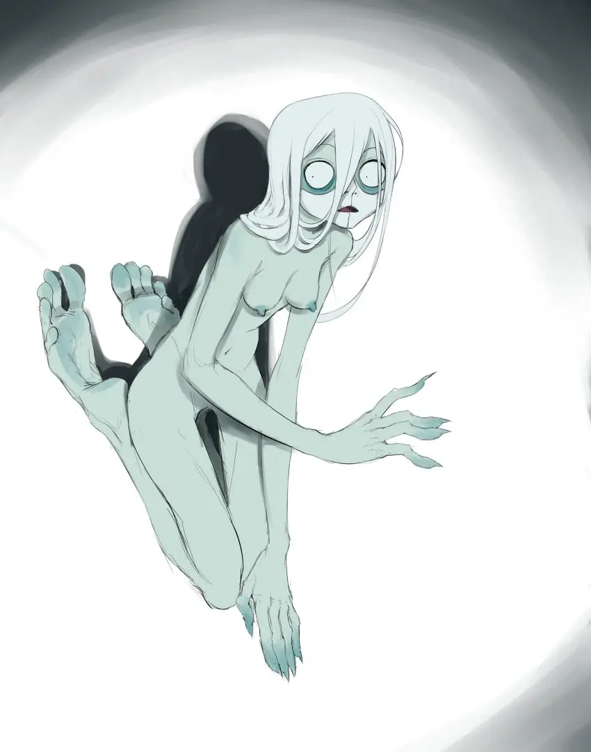 Image female,light_skin,long_hair,white_hair,nude,tongue,barefoot,feet,shadow,tagme,completely_nude,naked,pale-skinned_female,pale_skin,completely_nude_female,soles,blue_body,completely_naked,blue_skin,completely_naked_female,white,face_mask,tagme_(character),long_toes,light_blue_body,shadows,staerk,light_blue_skin,long_feet