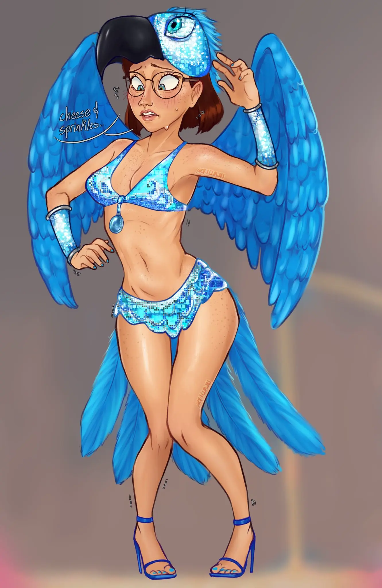 Image 1girls,breasts,female,female_only,light-skinned_female,light_skin,short_hair,female_focus,solo_female,medium_breasts,alternate_version_available,high_heels,blue_sky_studios,rio_(series),artsytheclown,favorite_linda,linda_gunderson