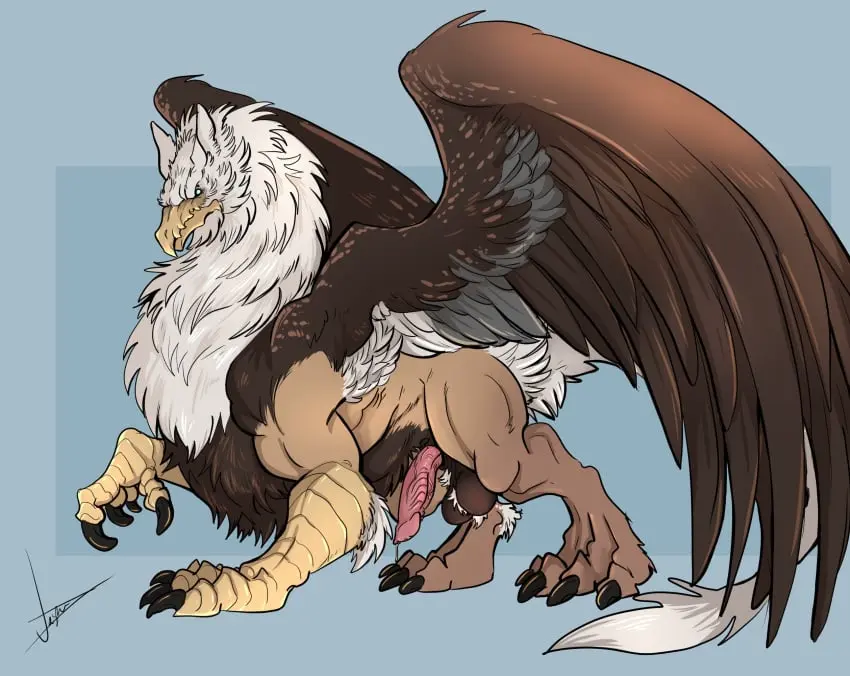 Image hi_res,solo,blue_eyes,male,tail,feathered_wings,feathers,wings,mythology,fur,claws,2024,white_body,avian,avian_feet,brown_fur,tuft,mythological_creature,brown_body,feral,quadruped,zoophilia,white_feathers,capcom,tail_tuft,brown_feathers,gryphon,mythological_avian,dragon's_dogma,vamp_arts