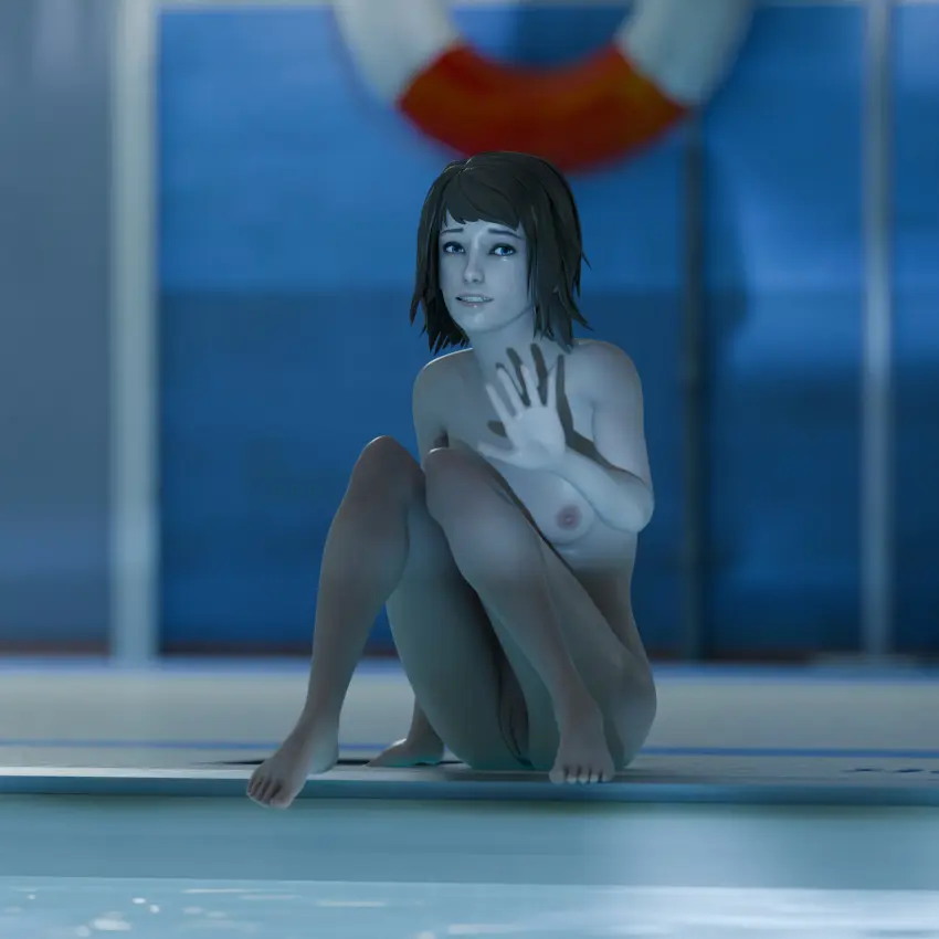 Image 1girls,breasts,female,light-skinned_female,light_skin,nipples,solo,nude,small_breasts,areolae,teeth,nude_female,teenage_girl,brown_hair,medium_hair,3d,straight_hair,nudity,pool,slender_legs,life_is_strange,max_caulfield,slender,bungusdungus70