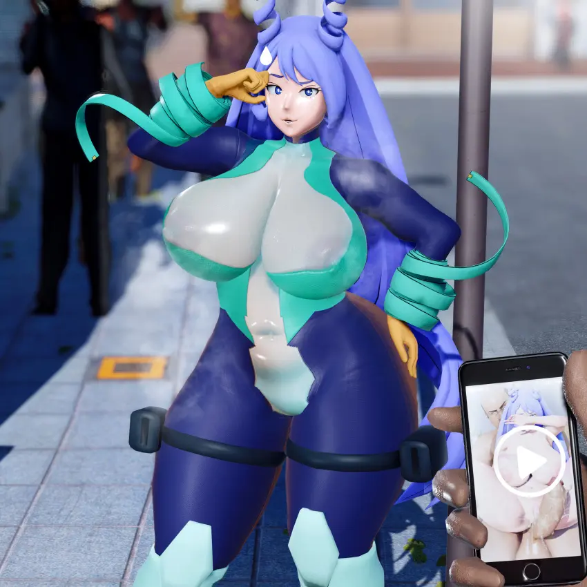 Image breasts,female,huge_breasts,my_hero_academia,curvy_female,curvy_figure,3d,huge_thighs,heroine,venus_body,blackmail,hero_outfit_(mha),nejire_hado,nejire_hado_(hero_outfit),juxtaposition,hex3d