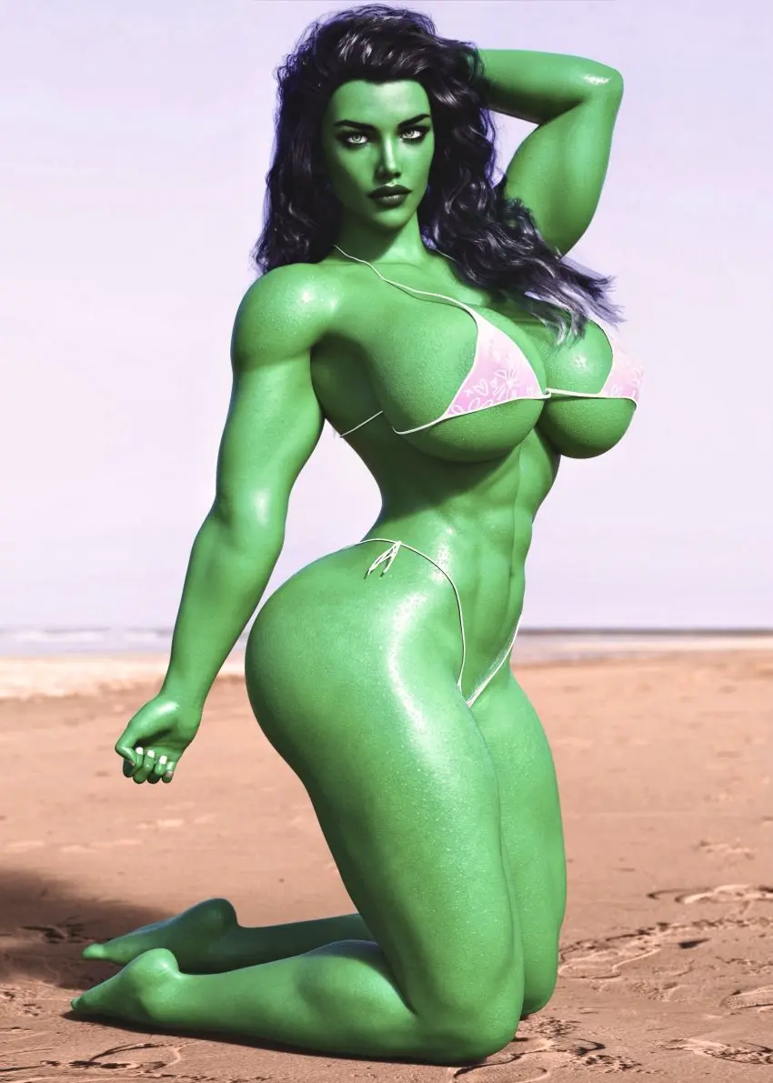 Image 1girls,big_breasts,breasts,female,female_only,highres,long_hair,solo,black_hair,bikini,bedroom_eyes,big_ass,big_butt,thick_thighs,kneeling,muscular,beach,ocean,solo_female,wavy_hair,huge_breasts,breasts_bigger_than_head,green_eyes,thick,thick_ass,green_skin,swimsuit,lips,shoulder_length_hair,posing,pinup,3d,self_upload,micro_bikini,3d_(artwork),bikini_top,on_knees,thick_legs,high_resolution,thong,big_areola,green_body,nipple_outline,3d_model,bikini_bottom,posing_for_the_viewer,abs,nipple_bulge,muscular_female,swimwear,giant_breasts,g-string,huge_boobs,toned,toned_female,marvel,marvel_comics,thong_bikini,muscular_arms,3dx,muscular_thighs,arm_behind_head,toned_arms,toned_stomach,pink_bikini,six_pack,green-skinned_female,pinup_pose,areolae_slip,3dcg,hulk_(series),she-hulk,thong_panties,pokies,pink_thong,agent_4_tea_se7en,green_lips,toned_legs,toned_belly,pinup_girls,g-string_bikini,pink_g-string,pink_bikini_top,comic_book_character,pink_bikini_bottom