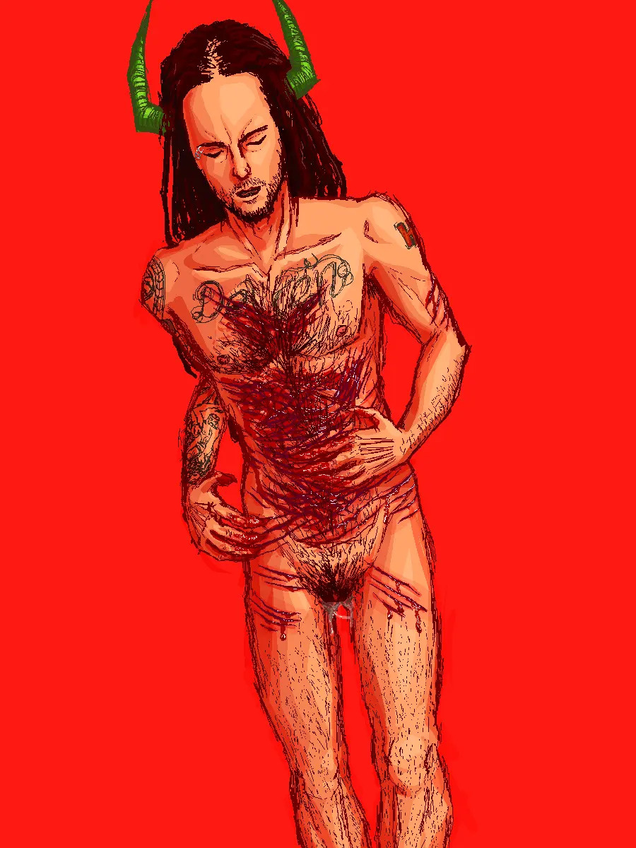Image long_hair,intersex,horns,tattoo,tattooed_arm,pussy_juice,blood,genital_fluids,claws,sketch,cuntboy,hairy,dreadlocks,gore,self_harm,tattoo_on_chest,masochism,real_person,wounds,jonathan_davis,korn,pierced_eyebrow,jdevil