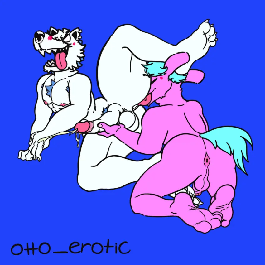 Image hi_res,cum,licking,male,oral,penis,tongue_out,tongue,sex,thick_thighs,duo,erection,humanoid,anal,male/male,teeth,piercing,anus,ejaculation,genital_fluids,flaccid,bodily_fluids,canid,canine,genitals,mammal,fangs,cumshot,rimming,equid,equine,asinus,donkey,gooning,otto_erotic
