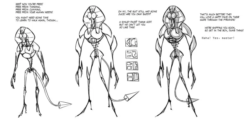 Image clothing,hi_res,human,male,tail,male_only,mammal,sex_toy,egyptian,transformation,bone,skeleton,machine,robot,buttplug,plug_(sex_toy),suit,reprogramming,chastity_(disambiguation),dragmon