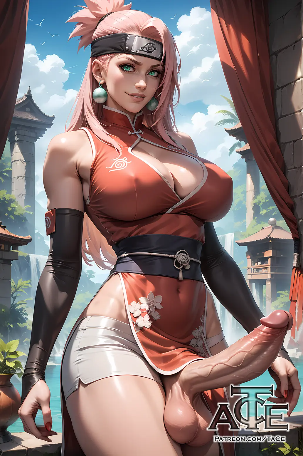 Image big_breasts,breasts,looking_at_viewer,smile,solo,penis,1futa,futanari,intersex,ai_generated,balls,testicles,futa_only,curvy,big_balls,dickgirl,small_waist,naruto,naruto_(series),sakura_haruno,ready_to_fuck,abs,perfect_body,taceee